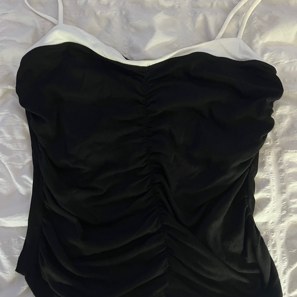 Elodie Black and White Scrunch Tank Top